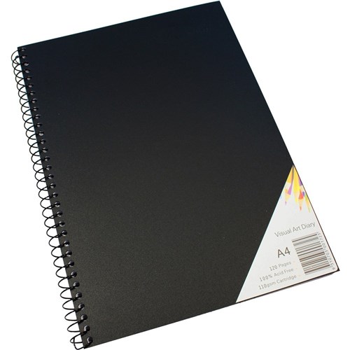 Books & Pads Quill Visual Art Diary 110GSM A4 Black 120 Pages