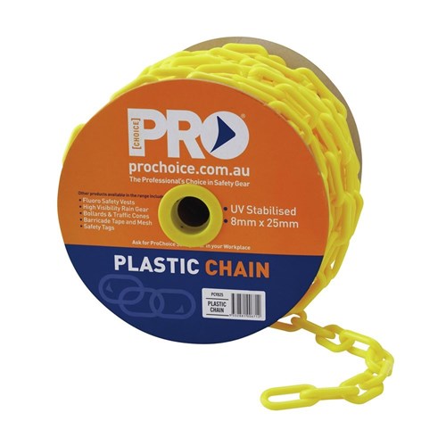 Safety SAFETY CHAIN 8mm, 25Mtr roll, Yellow Office Mart